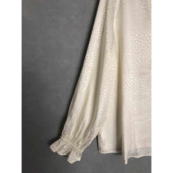 Rafaella Women's 1X Front Tie Puff Sleeve Blouse Top in Star White NEW - Picture 4 of 6